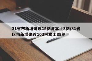 31省市新增确诊15例含本土3例/31省区市新增确诊103例本土88例