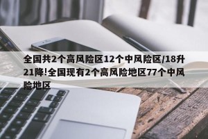 全国共2个高风险区12个中风险区/18升21降!全国现有2个高风险地区77个中风险地区
