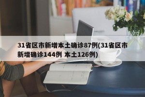31省区市新增本土确诊87例(31省区市新增确诊144例 本土126例)