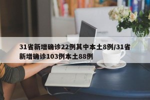 31省新增确诊22例其中本土8例/31省新增确诊103例本土88例
